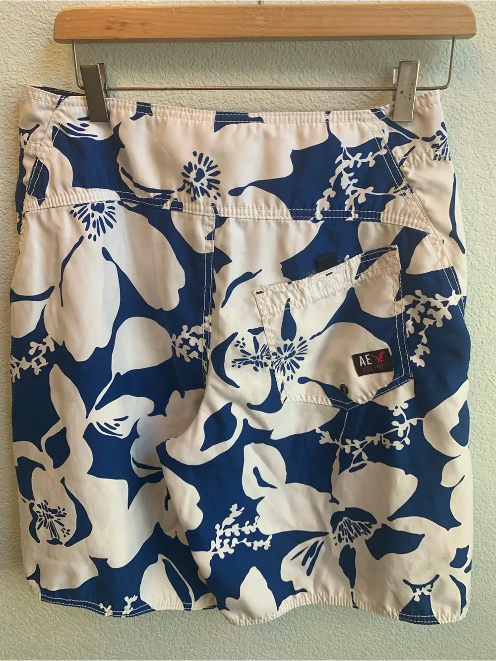 American Eagle Outfitters Navy & White Floral Drawstring Bermudas